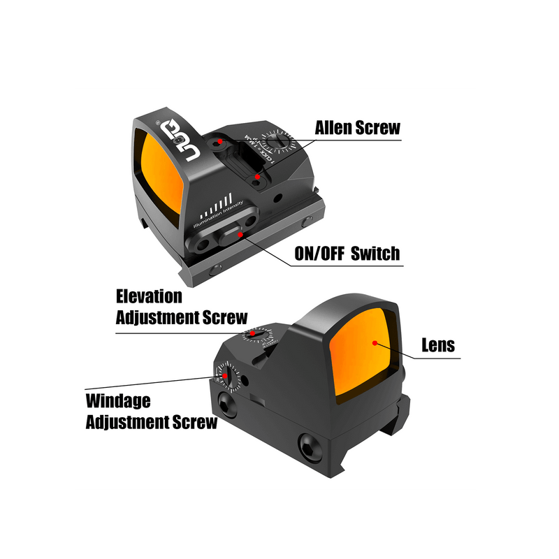Load image into Gallery viewer, UUQ Mini Reflex Red Dot Sight for Rifles, Pistols and Shotguns 2MOA,7 Brightness Adjustments,(Suitable for RMR or 20mm Picatinny Rail) - UUQ Optics