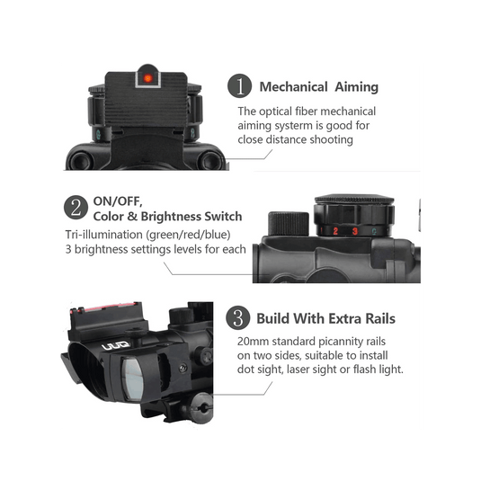The optical fiber mechanical aiming systerm is good for close distance shooting