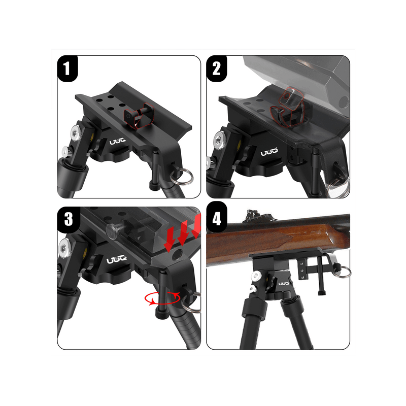 Load image into Gallery viewer, UUQ QV8 6-9 Inches Tactical Rifle Adjustable Bipod for Hunting and Shooting, Directly Attach to Sling Swivel Stud, w/Spike Feet - UUQ Optics