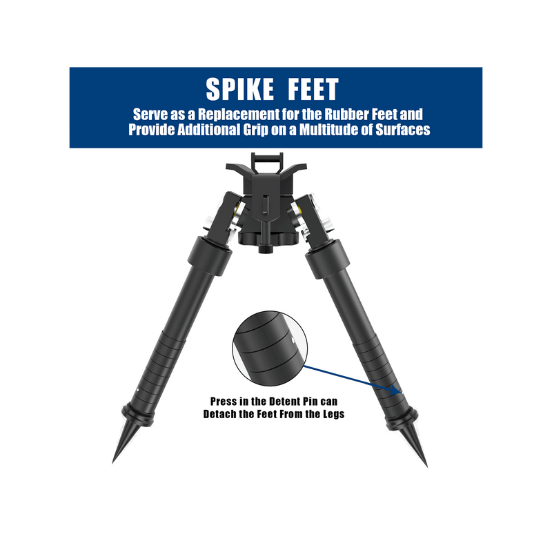 Load image into Gallery viewer, UUQ QV8 6-9 Inches Tactical Rifle Adjustable Bipod for Hunting and Shooting, Directly Attach to Sling Swivel Stud, w/Spike Feet - UUQ Optics
