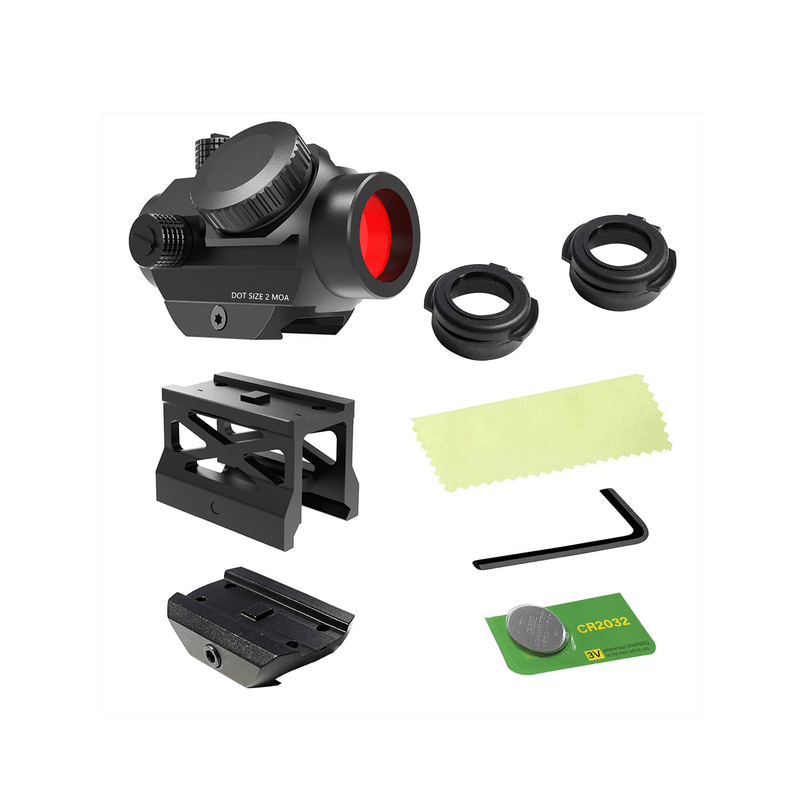 Load image into Gallery viewer, UUQ Shake Awake Red Dot Sight-1x20mm 2MOA 12Brightness Compact Rifle Scope with Absolute Cowitness Riser and Low Profile Mount,Flip Up Lens Covers.Low-Power Consumption Optics for Rlfles and - UUQ Optics