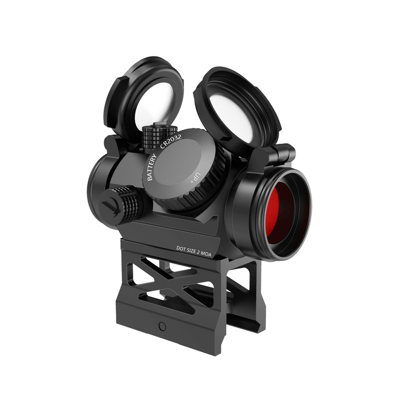 Load image into Gallery viewer, UUQ Shake Awake Red Dot Sight-1x20mm 2MOA 12Brightness Compact Rifle Scope with Absolute Cowitness Riser and Low Profile Mount,Flip Up Lens Covers.Low-Power Consumption Optics for Rlfles and - UUQ Optics