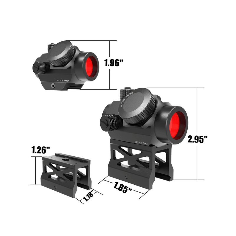 Load image into Gallery viewer, UUQ Shake Awake Red Dot Sight-1x20mm 2MOA 12Brightness Compact Rifle Scope with Absolute Cowitness Riser and Low Profile Mount,Flip Up Lens Covers.Low-Power Consumption Optics for Rlfles and - UUQ Optics