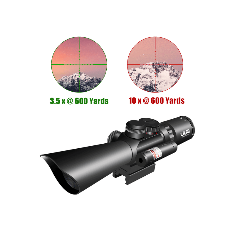 Load image into Gallery viewer, UUQ Tactical 3.5-10X40 Illuminated Red/Green Mil Dot Rifle Scope W/Red Laser Sight Fit 20mm Picatinny Rail - UUQ Optics