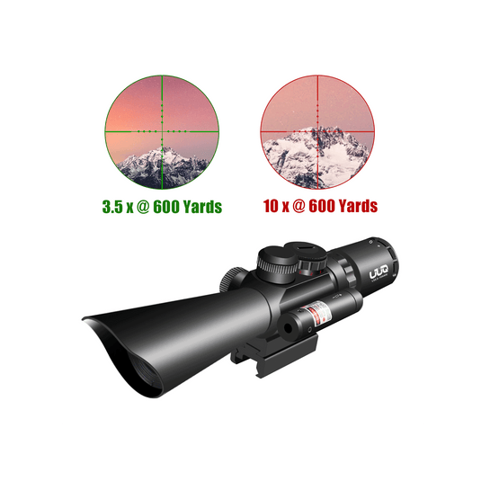 UUQ Tactical 3.5-10X40 Illuminated Red/Green Mil Dot Rifle Scope W/Red Laser Sight Fit 20mm Picatinny Rail - UUQ Optics