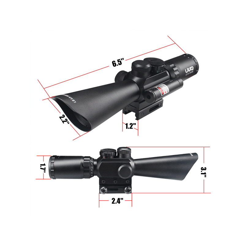 Load image into Gallery viewer, UUQ Tactical 3.5-10X40 Illuminated Red/Green Mil Dot Rifle Scope W/Red Laser Sight Fit 20mm Picatinny Rail - UUQ Optics