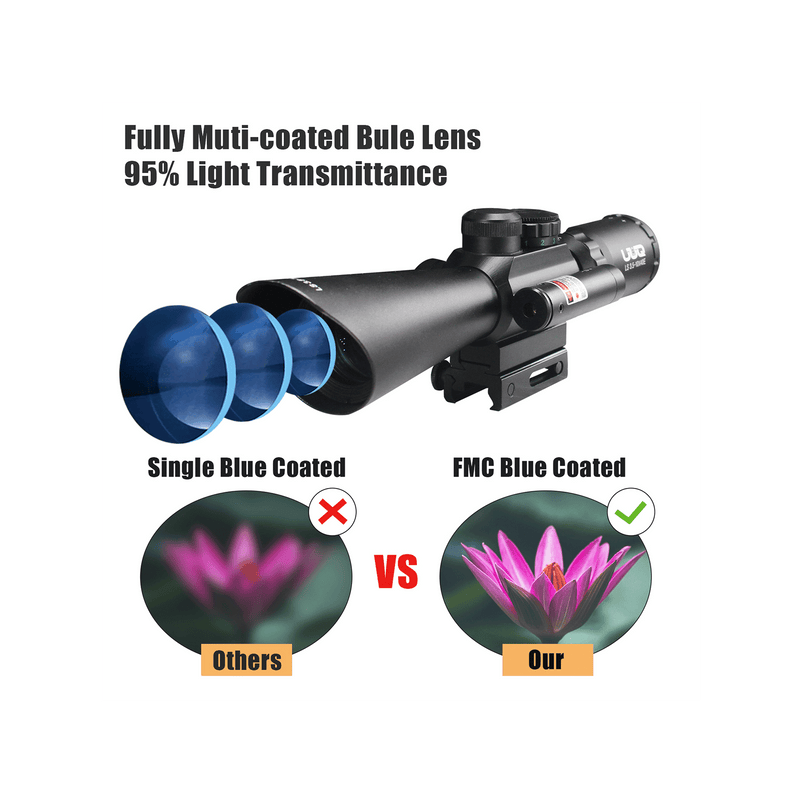 Load image into Gallery viewer, UUQ Tactical 3.5-10X40 Illuminated Red/Green Mil Dot Rifle Scope W/Red Laser Sight Fit 20mm Picatinny Rail - UUQ Optics