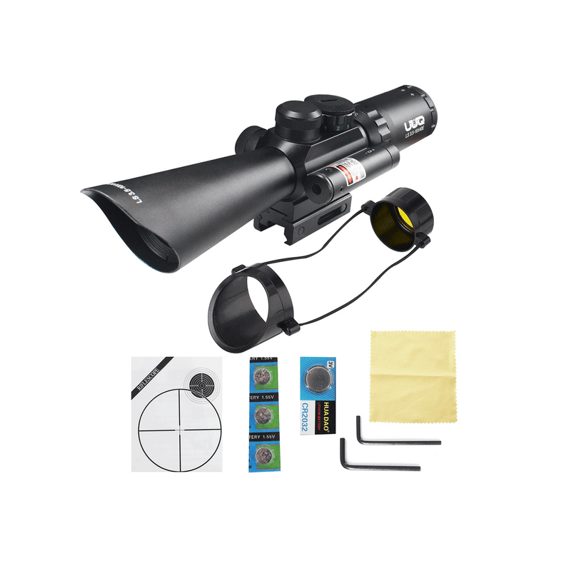 Load image into Gallery viewer, UUQ Tactical 3.5-10X40 Illuminated Red/Green Mil Dot Rifle Scope W/Red Laser Sight Fit 20mm Picatinny Rail - UUQ Optics