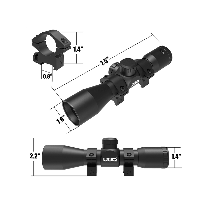 Load image into Gallery viewer, UUQ Tactical 4X32 Compact .223 .308 Scope Rangefinder Reticle/w Ring Mounts - UUQ Optics