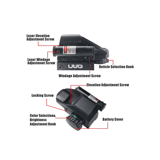 UUQ Tactical Holographic Red Green Reflex Scope Sight 4 Reticles - UUQ Optics