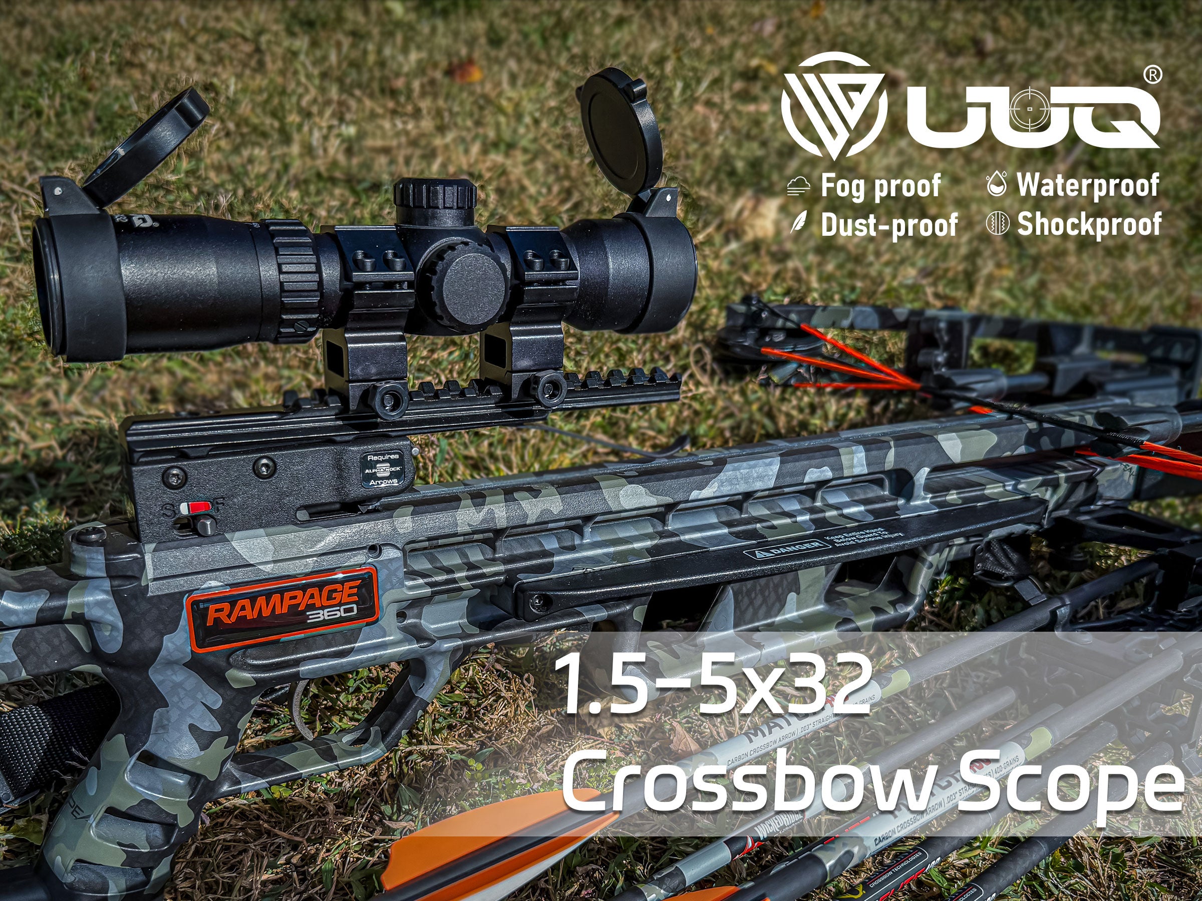 UUQ 1.5-5x32 crossbow scope, fog proof, waterproof, dust proof, shockproof