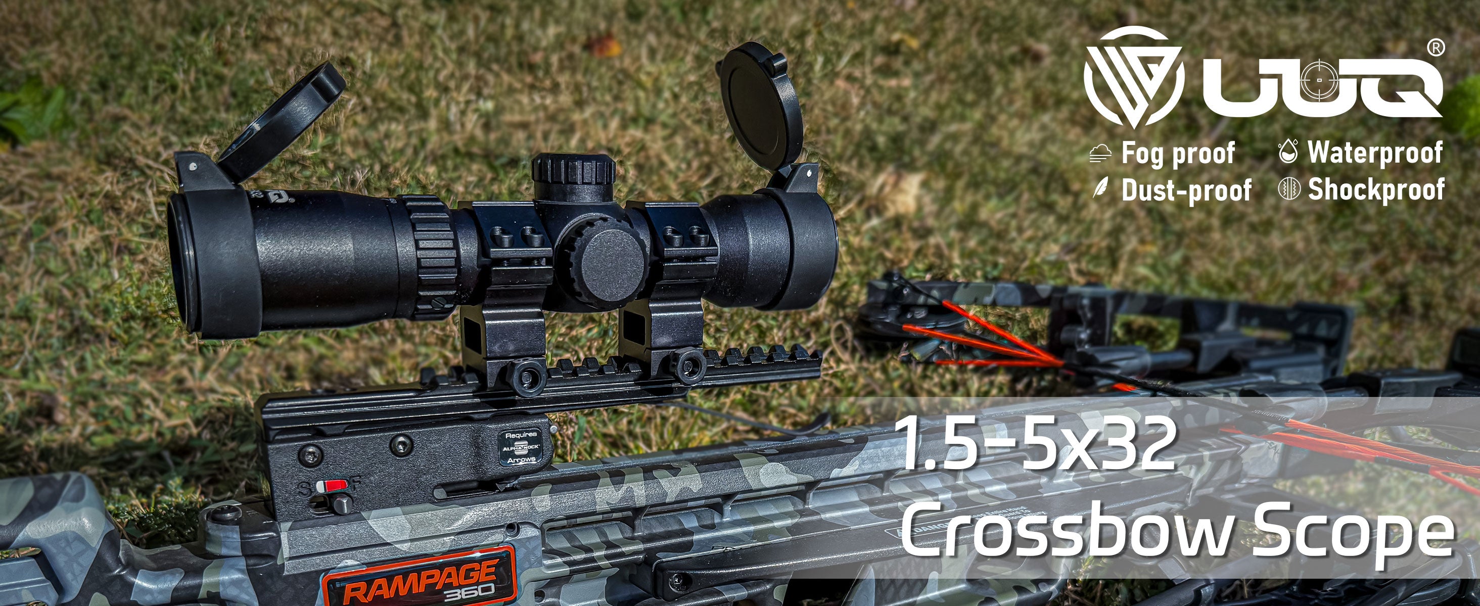 UUQ 1.5-5x32 crossbow scope, fog proof, waterproof, dust proof, shockproof