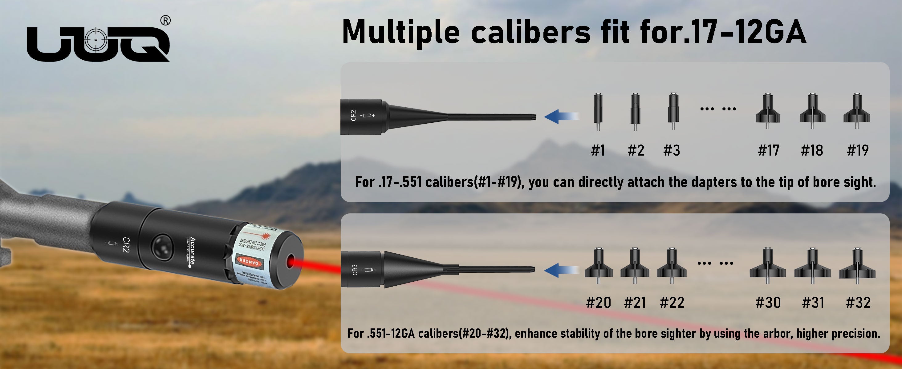 Laser bore sighter for .17 to 12GA calibers