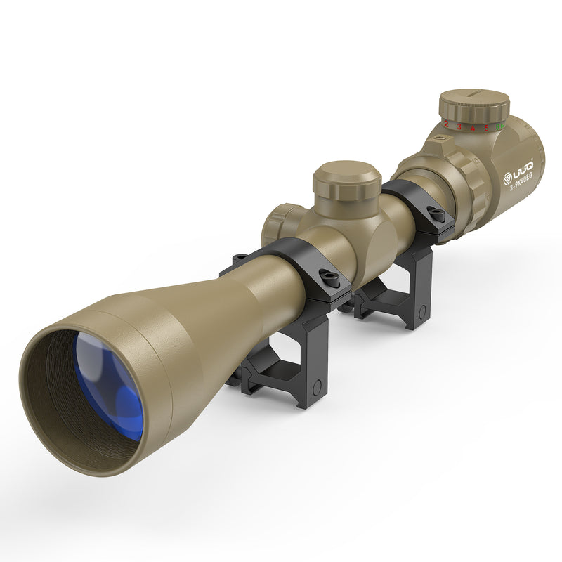 Load image into Gallery viewer, UUQ 3-9×40 Rifle Scope with Red, Green Illuminated Reticle，Fits 20mm Free Mounts
