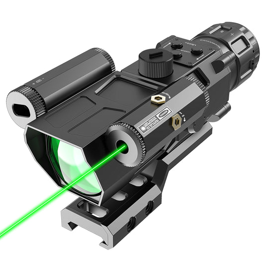 DB TAC 4x32 Mil-Dot Prism Scope - Etched Glass, Red/Blue/Green Illuminated, Compact