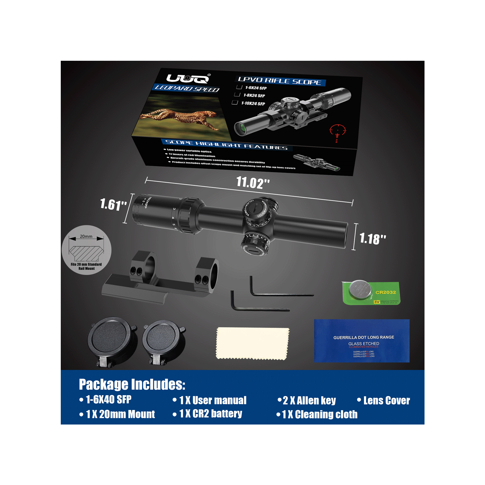 UUQ Leopard Speed 1-6x24 SFP LPVO Rifle Scope