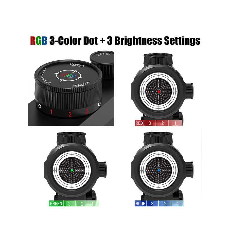 Load image into Gallery viewer, UUQ Tactical 1x30mm Reflex Green/Red/Blue 3 MOA Dot Sight,Fits 11/20mm Base Rifle Scope
