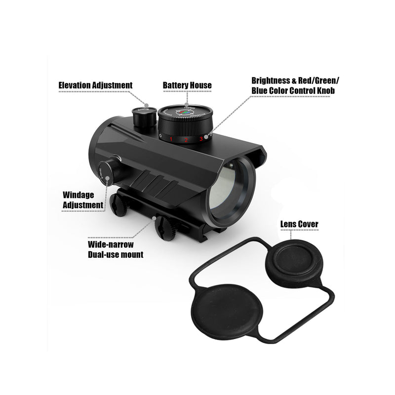 Load image into Gallery viewer, UUQ Tactical 1x30mm Reflex Green/Red/Blue 3 MOA Dot Sight,Fits 11/20mm Base Rifle Scope
