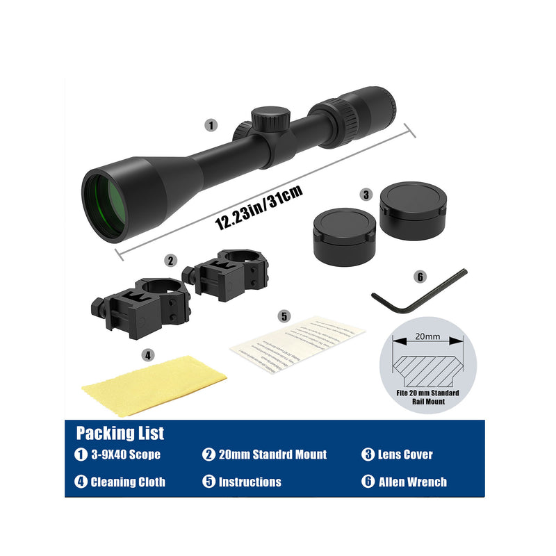 Load image into Gallery viewer, UUQ VibeShield 3-9X40 Rifle Scope with BDC Reticle,Shockproof SFP Optics,Fit Large Caliber &amp; High Recoil Guns
