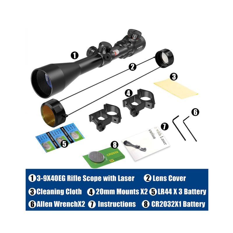 Load image into Gallery viewer, UUQ 3-9×40 Rifle Scope with Gun Laser
