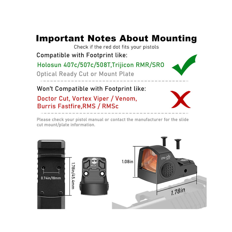 Load image into Gallery viewer, UUQ HDK3 Red Dot Sight compatible with footprint like:Holosun 407c/507c/508t,Trijicon RMR/SRO.
