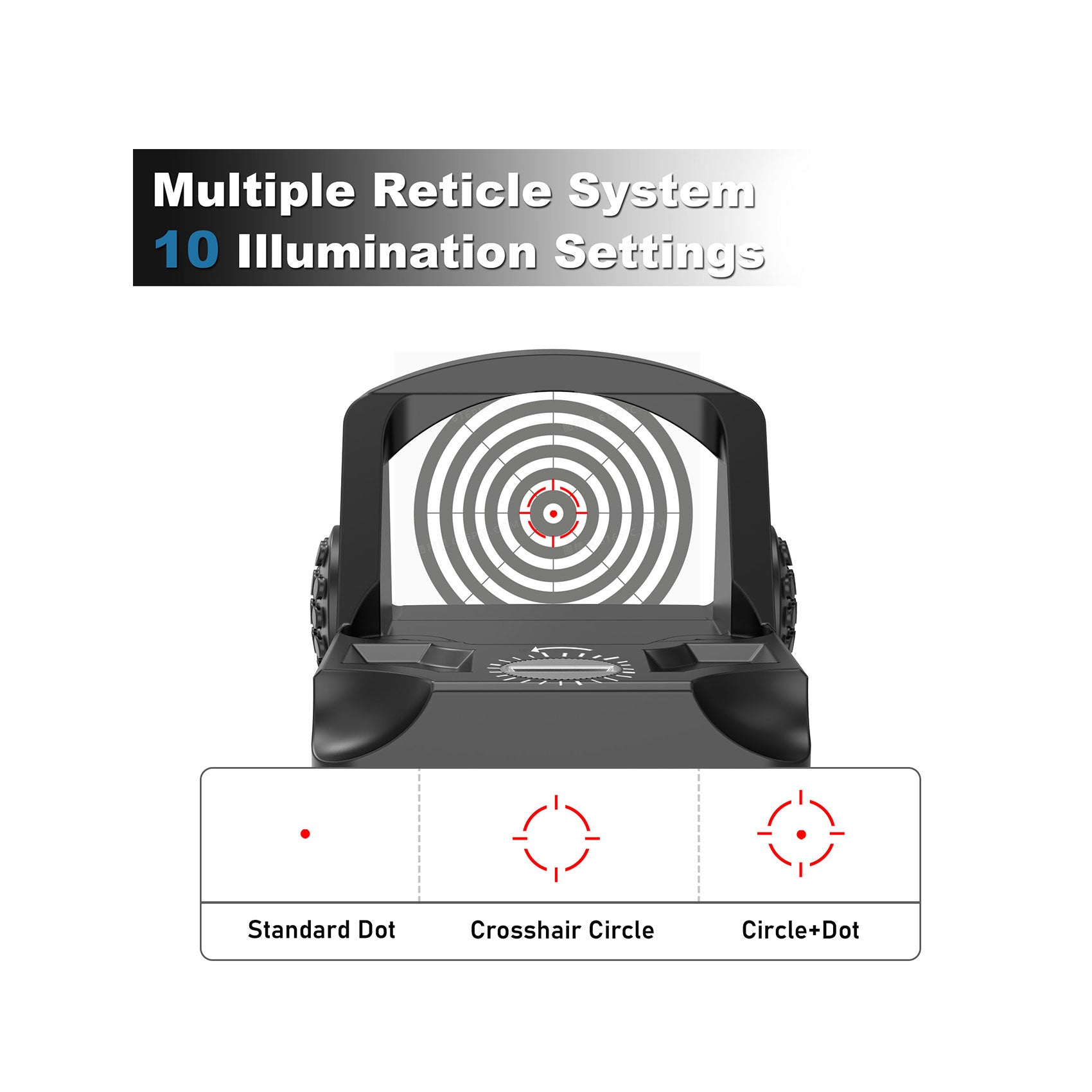 UUQ HDK3 Red Dot Sight, featuring a multiple reticle system and 10-level brightness settings.