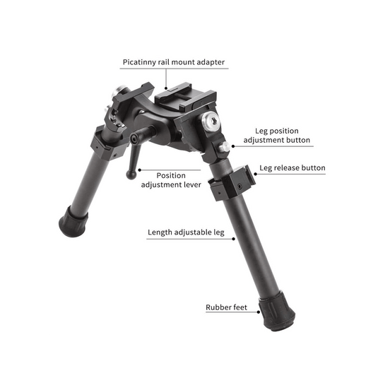 UUQ 8" - 12" Heavy Duty Carbon Fibre Adjustable Tactical Rifle Bipods(Normal Screw)