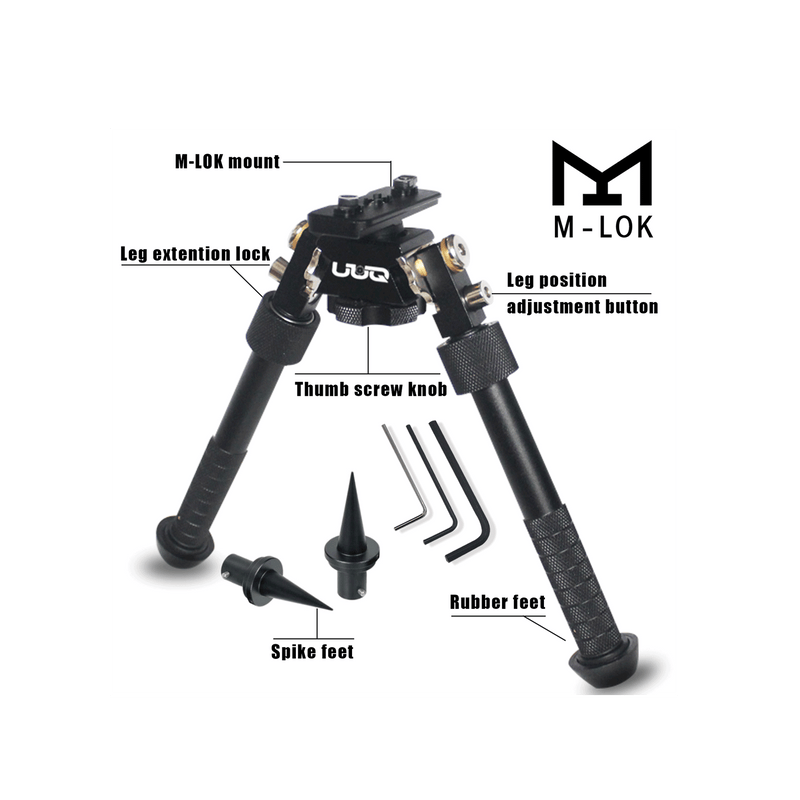 Load image into Gallery viewer, UUQ QV8 6-9 Inches Tactical Rifle Adjustable Bipod-Mount Base for Mlok Handguards, Directly Attach to M-Rail System(Integral Model)
