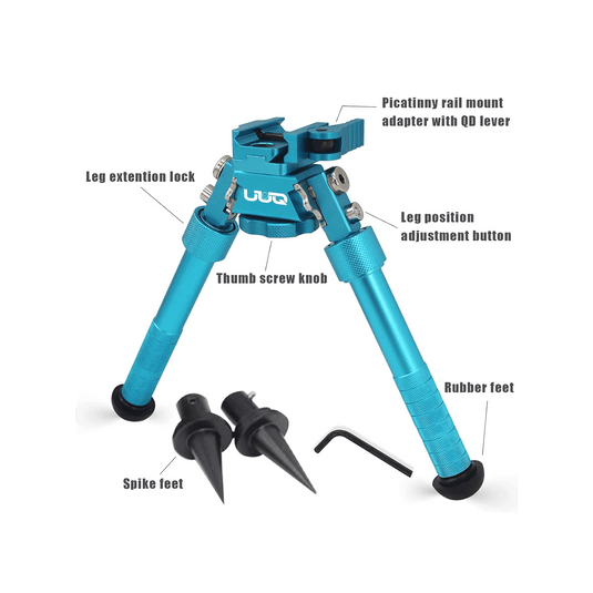 Adjustable 6.5"-9" Rifle Bipod With Quick Detach Mount – Fits 20mm Picatinny Rail, Full Pan & Tilt