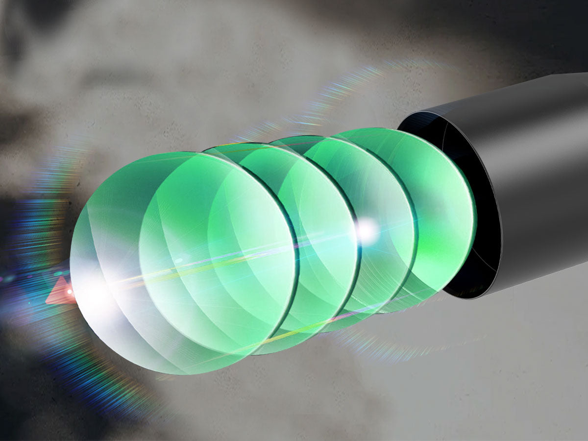 FMC objective lens, 95% light transmission, multi-coated, anti-glare