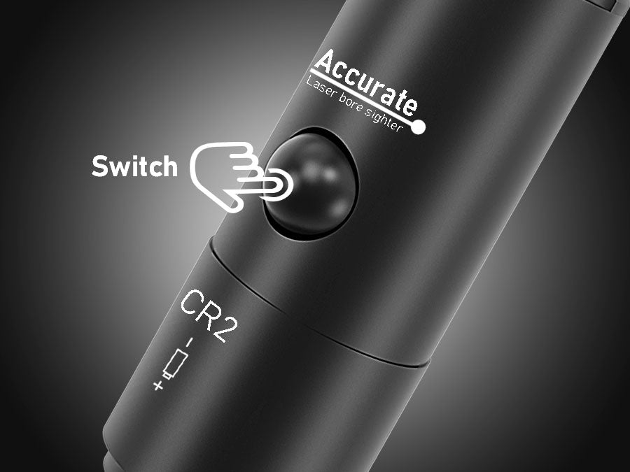 Convenient switch on laser bore sighter