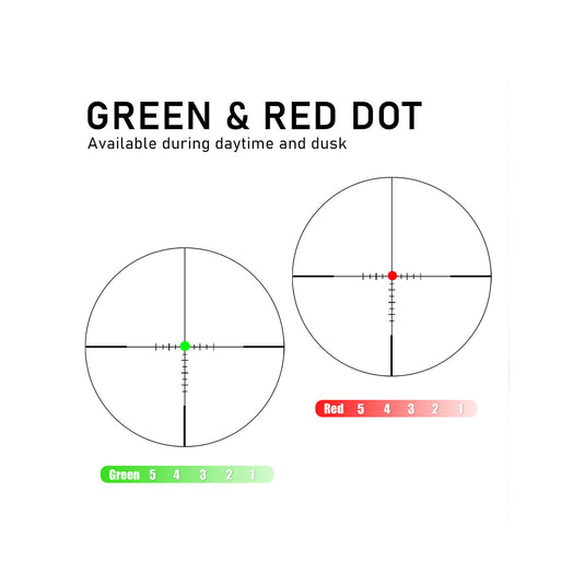 Green & red dot,available during daytime and dusk.