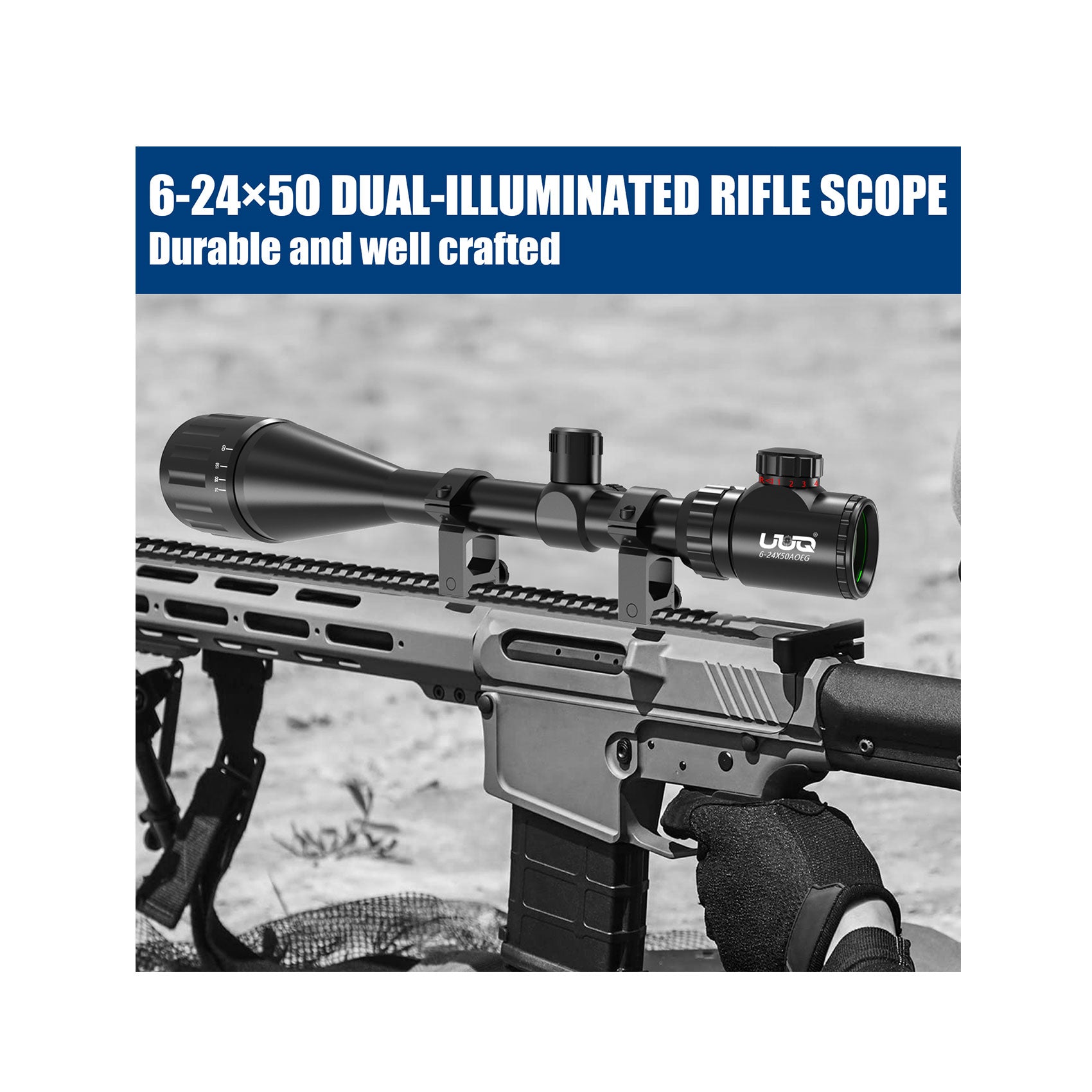 6-24x50 dual-illuminated rifle scope,durable and well crafted.
