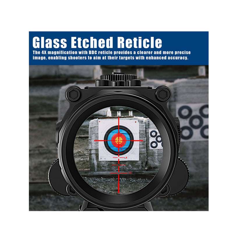 Load image into Gallery viewer, UUQ 4X32 Prism Optics Rifle Scope with Red Laser Below, Red Illuminated Reticle
