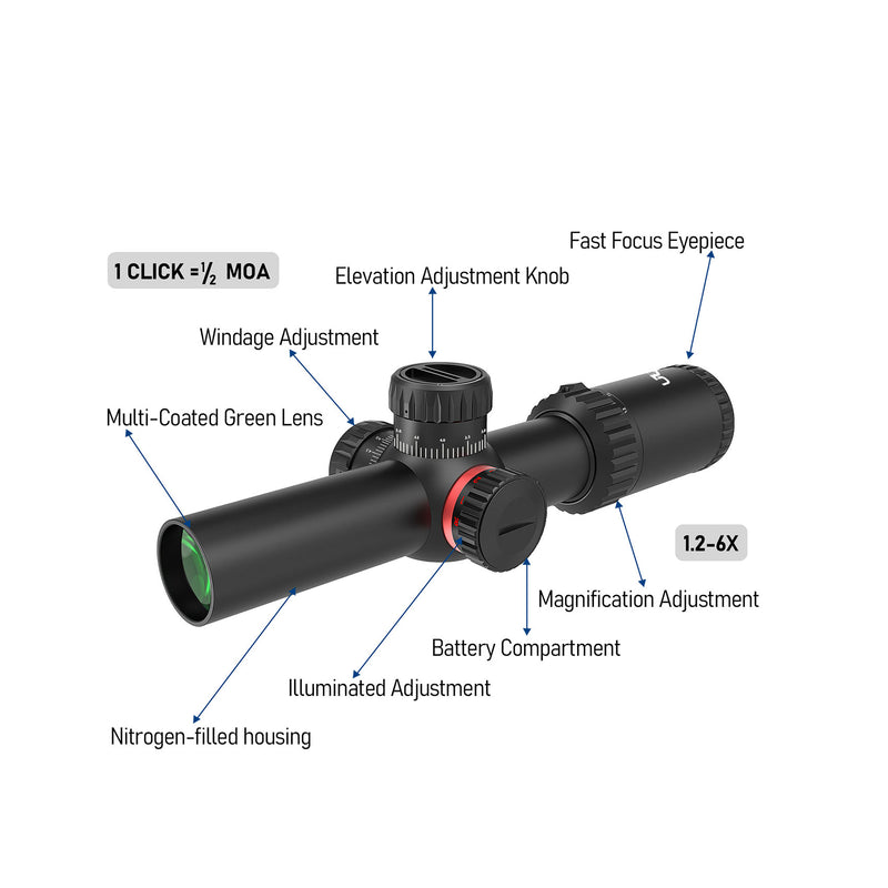 Load image into Gallery viewer, UUQ 1.2-6X24 SFP Compact LPVO Rifle Scope
