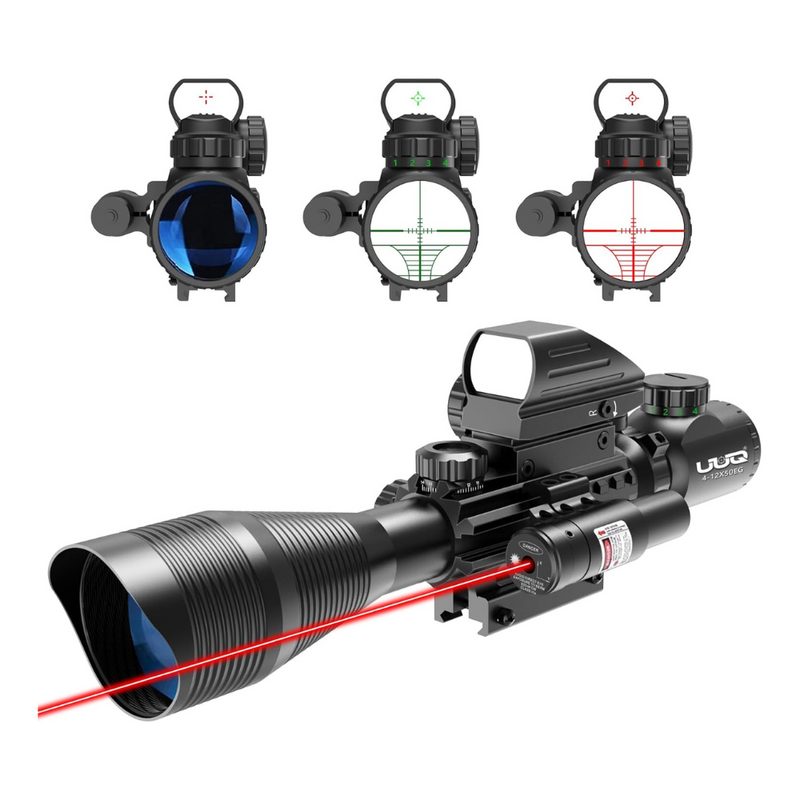Load image into Gallery viewer, UUQ 4-12X50 Rifle Scope with Holographic Red Dot Reflex Sight,Red Laser
