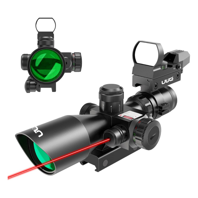 UUQ 2.5-10x40 Combo Rifle Scope with Red Dot Sight,Red Laser