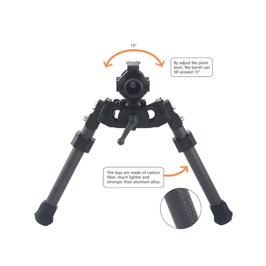 Ajoite UUQ 8" - 12” Adjustable Bipod, Heavy Duty Carbon Fiber Tactical Rifle Bipod, Picatinny/Weaver Rail Mount Base(Quick Detach Lever) - UUQ Optics
