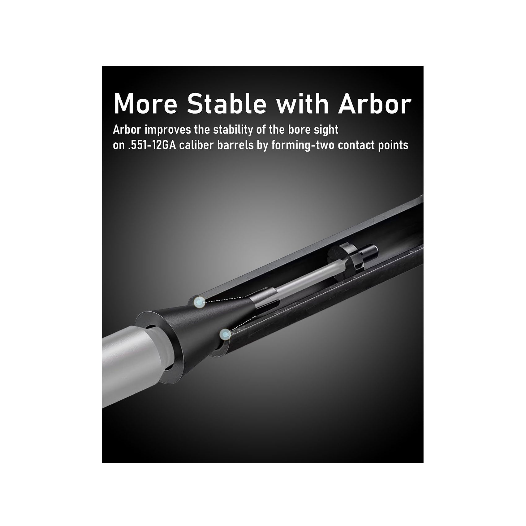 Laser boresighter stabilizer for 0.551 to 12GA calibers
