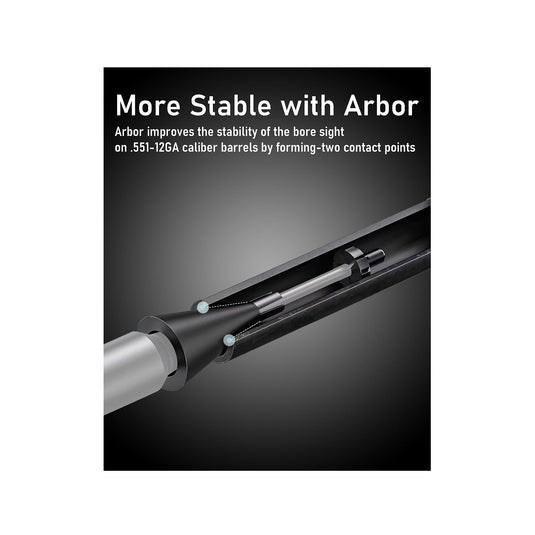 Laser boresighter stabilizer for 0.551 to 12GA calibers
