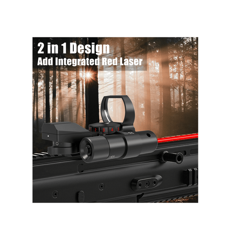 Load image into Gallery viewer, UUQ 1X22X33 Reflex Red Dot Sight - 4 Reticle Red &amp; Green Dot Optics with Integrated Red Laser for 20mm Rail - UUQ Optics
