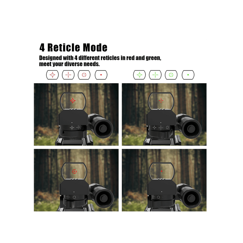 Load image into Gallery viewer, UUQ 1X22X33 Reflex Red Dot Sight - 4 Reticle Red &amp; Green Dot Optics with Integrated Red Laser for 20mm Rail - UUQ Optics
