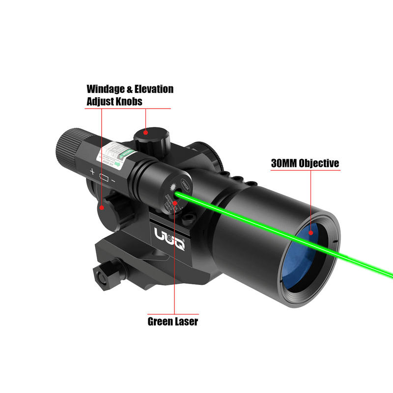Load image into Gallery viewer, UUQ 1X30 4 MOA Green Red Dot Sight with Green Laser, Picatinny Cantilever PEPR Mount - UUQ Optics
