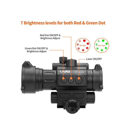 UUQ 1X30 Red Dot Sight with Green Laser Sight - 2 MOA Reflex Scope for 20mm Picatinny Rail - UUQ Optics