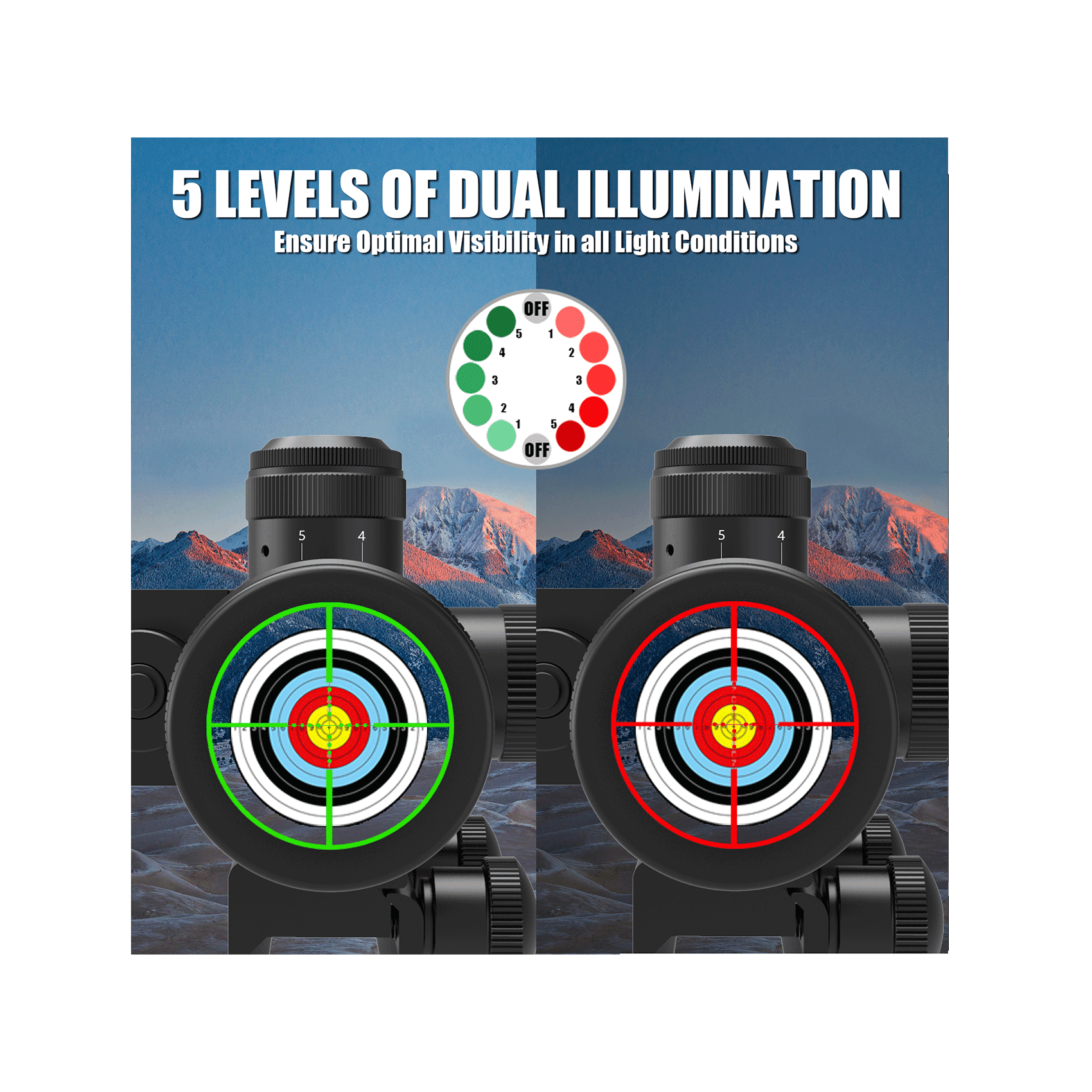 UUQ 2.5-10x40ER Rifle Scope with Red/Green Illuminated Mil-dot with Red Laser Combo- Green Lens Color, Tactical Scope for Gun Air Hunting Rifles, Includes Free 20mm Mount - UUQ Optics