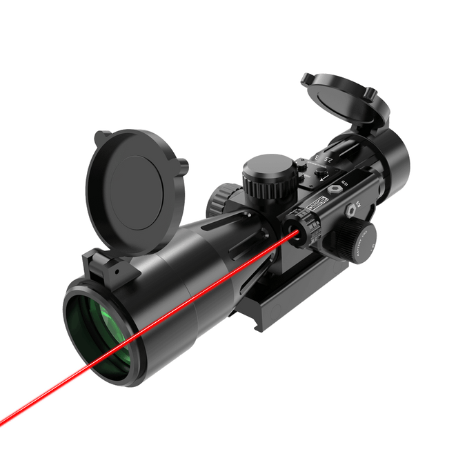 UUQ 2.5-10x40IR Rifle Scope with Red Illuminated Mil-dot with Red Laser Combo- Green Lens, Upgraded Buttons,Tactical Scope for Gun Air Hunting Rifles, Waterproof, Fog-Proof，Includes Free 20mm - UUQ Optics