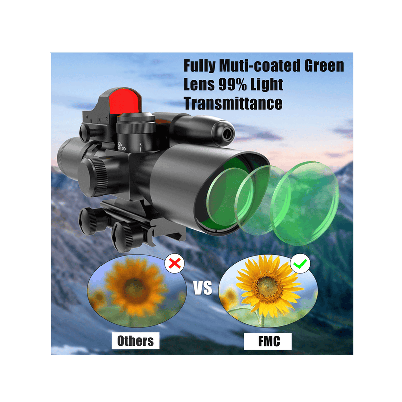 Load image into Gallery viewer, UUQ 2.5-10x40 Combo Rifle Scope, Dual Illuminated Mil-dot Reticle, W/Mini Reflex 3 MOA Red Dot Sight and Laser Sight - UUQ Optics
