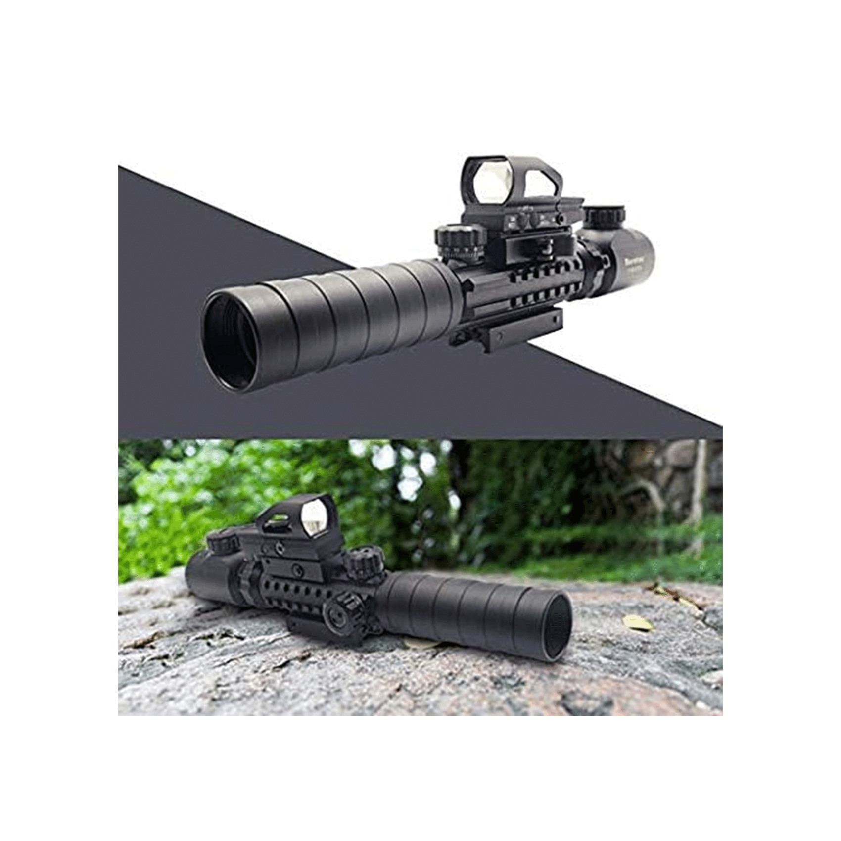 UUQ 3-9X32EG Tactical Rifle Scope Illuminated Red & Green Range Finder Reticle W/Reflex Sight & Green Laser Sight - UUQ Optics