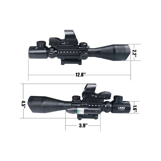 UUQ 4-12X50 Rifle Scope with Red/Green Illumination and Laser Sight - UUQ Optics