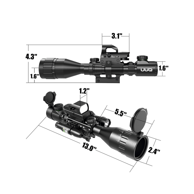 Load image into Gallery viewer, UUQ 4-16x50 AO Rifle Scope with Red/Green Illumination and Laser Sight - UUQ Optics
